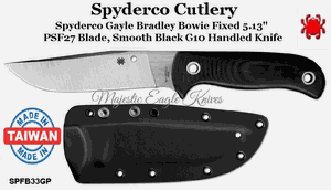 Spyderco Cutlery SPFB33GP Spyderco Gayle Bradley Bowie Fixed 5.13" PSF27 Blade, Smooth Black G10 Handled Knife