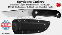 Spyderco Cutlery SPFB33GP Spyderco Gayle Bradley Bowie Fixed 5.13" PSF27 Blade, Smooth Black G10 Handled Knife