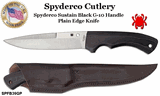 Spyderco Cutlery SPFB39GP Spyderco Sustain Black G-10 Handle Plain Edge Knife