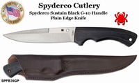 Spyderco Cutlery SPFB39GP Spyderco Sustain Black G-10 Handle Plain Edge Knife