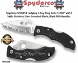 Spyderco Cutlery SPLBKS3 Ladybug 3 Key Ring Knife 1.938" VG10 Satin Stainless Steel Serrated Blade, Black FRN Handles  