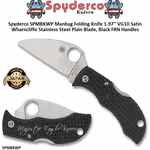 Spyderco Cutlery SPMBKWP Manbug Folding Pocket Knife 1.97" VG10 Satin Wharncliffe Stainless Steel  Plain Blade, Black FRN Handles