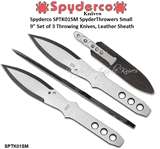 Spyderco SPTK01SM SpyderThrowers Small 9" Set of 3 Throwing Knives, Leather Sheath