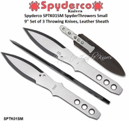 Spyderco SPTK01SM SpyderThrowers Small 9" Set of 3 Throwing Knives, Leather Sheath