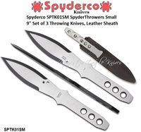 Spyderco SPTK01SM SpyderThrowers Small 9" Set of 3 Throwing Knives, Leather Sheath