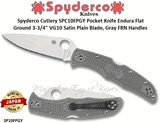 Spyderco SPC10FPGY Flat Ground Endura 4 Gray FRN with Plain Edge Knife