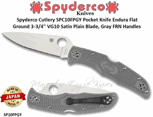 Spyderco SPC10FPGY Flat Ground Endura 4 Gray FRN with Plain Edge Knife