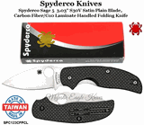 Spyderco Knives SPC123CFPCL Spyderco Sage 5  3.03" S30V Satin Plain Blade, Carbon Fiber/G10 Laminate Handled Folding Knife