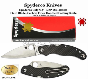 Spyderco Knives SPC144CFPE Spyderco Caly 3.5"  ZDP-189-420J2 Plain Blade, Carbon Fiber Handled Folding Knife