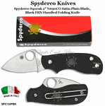 Spyderco Knives SPC154PBK Spyderco Squeak 2" N690CO Satin Plain Blade, Black FRN Handled Folding Knife