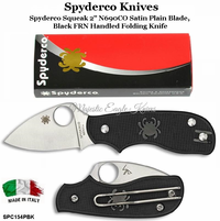 Spyderco Knives SPC154PBK Spyderco Squeak 2" N690CO Satin Plain Blade, Black FRN Handled Folding Knife