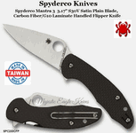 Spyderco Knives SPC233CFP Spyderco Mantra 3  3.17" S30V Satin Plain Blade, Carbon Fiber/G10 Laminate Handled Flipper Knife