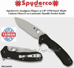 Spyderco Knives SPC234CFP Spyderco�s Amalgam Flipper 3-7/8" CPM-S30V Blade Carbon Fiber/G-10 Laminate Handle Pocket Knife