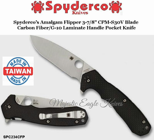Spyderco Knives SPC234CFP Spyderco’s Amalgam Flipper 3-7/8" CPM-S30V Blade Carbon Fiber/G-10 Laminate Handle Pocket Knife Spyderco Knives SPC234CFP Spyderco’s Amalgam Flipper 3-7/8" CPM-S30V Blade Carbon Fiber/G-10 Laminate Handle Pocket Knife