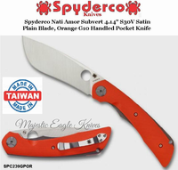 Spyderco Knives SPC239GPOR Spyderco Nati Amor Subvert 4.14" S30V Satin Plain Blade, Orange G10 Handled Pocket Knife