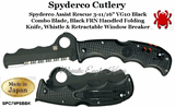 Spyderco Knives SPC79PSBBK Spyderco Assist Rescue  3-11/16" VG10 Black Combo Blade, Black FRN Handled Folding Knife Whistle & Retractable Window Breaker