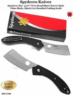 Spyderco Knives Spyderco SPC177GP Spyderco Roc 3.07" VG10 Bead Blast Cleaver Style Blade, Black G10 Handld Folding Knife Spyderco Knives Spyderco SPC177GP Spyderco Roc 3.07" VG10 Bead Blast Cleaver Style Blade, Black G10 Handld Folding Knife