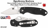 Spyderco Knives Spyderco SPC223GP Para 3 Satin Coated CPM-S30V Stainless Steel Plain Blade Black G-10 Handled Knife