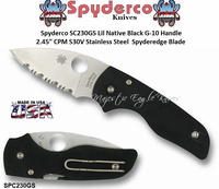 Spyderco SC230GS Lil Native Black G-10 Handle 2.45" CPM S30V Stainless Steel Spyderedge Blade Pocket Knife
