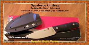Spyderco SCFB32GP Serrata CAST 440C Steel Black G-10 Handle PlainEdge Knife