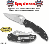 Spyderco SPBY01GP2 Spyderco Byrd Harrier 2 Satin Plain Blade, Black G10 Handled Pocket Knife