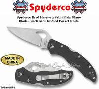 Spyderco SPBY01GP2 Spyderco Byrd Harrier 2 Satin Plain Blade, Black G10 Handled Pocket Knife