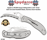 Spyderco SPC08S Harpy Folding Knife 2-3/4" VG10 Satin Serrated Hawkbill Blade, Stainless Steel Handles 