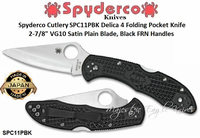 Spyderco SPC11PBK Delica 4 Folding Knife 2-7/8" VG10 Satin Plain Blade, Black FRN Handles