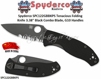 Spyderco SPC122GBBKPS Tenacious Folding Knife 3.38" Black Combo Blade, G10 Handles 