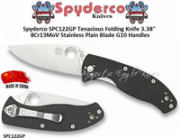 Spyderco SPC122GP Tenacious Folding Knife 3.38" 8Cr13MoV Stainless Plain Blade G10 Handles 