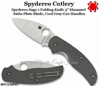 Spyderco SPC123GPGY Spyderco Sage 1 Cool Grey G10, Handle 7.6cm Maxamet 68 HRC Seel Pocket Knife