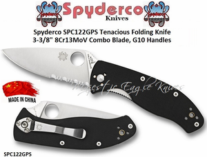 Spyderco SPC122GPS Tenacious Folding Knife 3-3/8" 8Cr13MoV Combo Blade, G10 Handles 