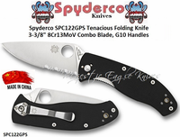 Spyderco SPC122GPS Tenacious Folding Knife 3-3/8" 8Cr13MoV Combo Blade, G10 Handles 