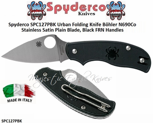 Spyderco SPC127PBK Urban Folding Knife 8Cr13MoV Stainless Satin Plain Blade, Black FRN Handles Spyderco SPC127PBK Urban Folding Knife 8Cr13MoV Stainless Satin Plain Blade, Black FRN Handles