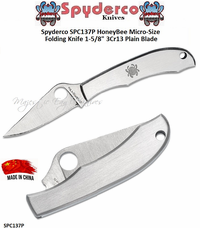 Spyderco SPC137P HoneyBee Micro-Size Folding Knife 1-5/8" 3Cr13 Plain Blade 