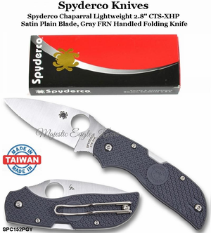 Spyderco SPC152PGY Chaparral Lightweight Folding Pocket Knife 2.8" CTS-XHP Satin Stainless Steel Plain Blade, Gray FRN Handles Spyderco SPC152PGY Chaparral Lightweight Folding Pocket Knife 2.8" CTS-XHP Satin Stainless Steel Plain Blade, Gray FRN Handles