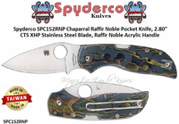 Spyderco SPC152RNP Chaparral Raffir Noble Pocket Knife, 2.80 Inch CTS XHP Stainless Steel Blade, Raffir Noble Acrylic Handle