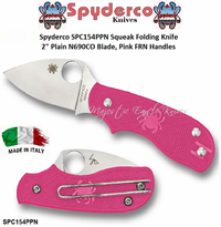 Spyderco SPC154PPN Squeak Folding Knife 2" Plain N690CO Blade, Pink FRN Handles  