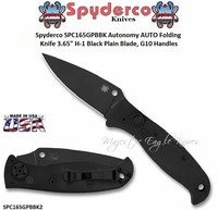 Spyderco SPC165GPBBK Autonomy AUTO Folding Knife 3.65" H-1 Black Plain Blade, G10 Handles 