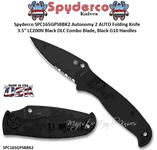 Spyderco SPC165GPSBBK2 Autonomy 2 AUTO Folding Knife 3.5" LC200N Black DLC Combo Blade, Black G10 Handles 