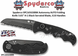 Spyderco SPC165GSBBK Autonomy AUTO Folding Knife 3.65" H-1 Black Serrated Blade, G10 Handles 