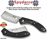 Spyderco SPC177GP Roc Folding 3.07" VG10 Bead Blast Cleaver Style Blade, Black G10 Handle 