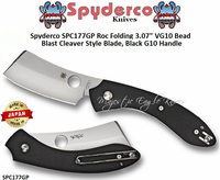 Spyderco SPC177GP Roc Folding 3.07" VG10 Bead Blast Cleaver Style Blade, Black G10 Handle 