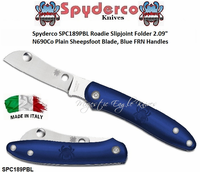 Spyderco SPC189PBL Roadie Slipjoint Folder 2.09" N690Co Plain Sheepsfoot Blade, Blue FRN Handles