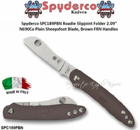 Spyderco SPC189PBN Roadie Slipjoint Folder 2.09" N690Co Plain Sheepsfoot Blade, Brown FRN Handles   