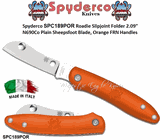 Spyderco SPC189POR Roadie Slipjoint Folder 2.09" N690Co Plain Sheepsfoot Blade, Orange FRN Handles   