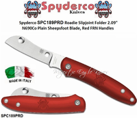 Spyderco SPC189PRD Roadie Slipjoint Folder 2.09" N690Co Plain Sheepsfoot Blade, Red FRN Handles   