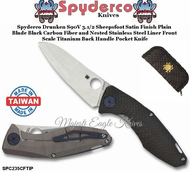 Spyderco SPC235CFTIP Sinkevich Drunken Frame Lock Pocket Knife Carbon Fiber Handle 3-3/8" CPM-S90V Stonewash Plain Blade 