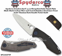 Spyderco SPC235CFTIP Sinkevich Drunken Frame Lock Pocket Knife Carbon Fiber Handle 3-3/8" CPM-S90V Stonewash Plain Blade 