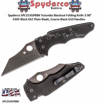 Spyderco SPC253GPBBK YoJumbo Blackout Folding Knife 3.98" S30V Stainless Steel Black DLC Plain Blade, Coarse Black G10 Handles